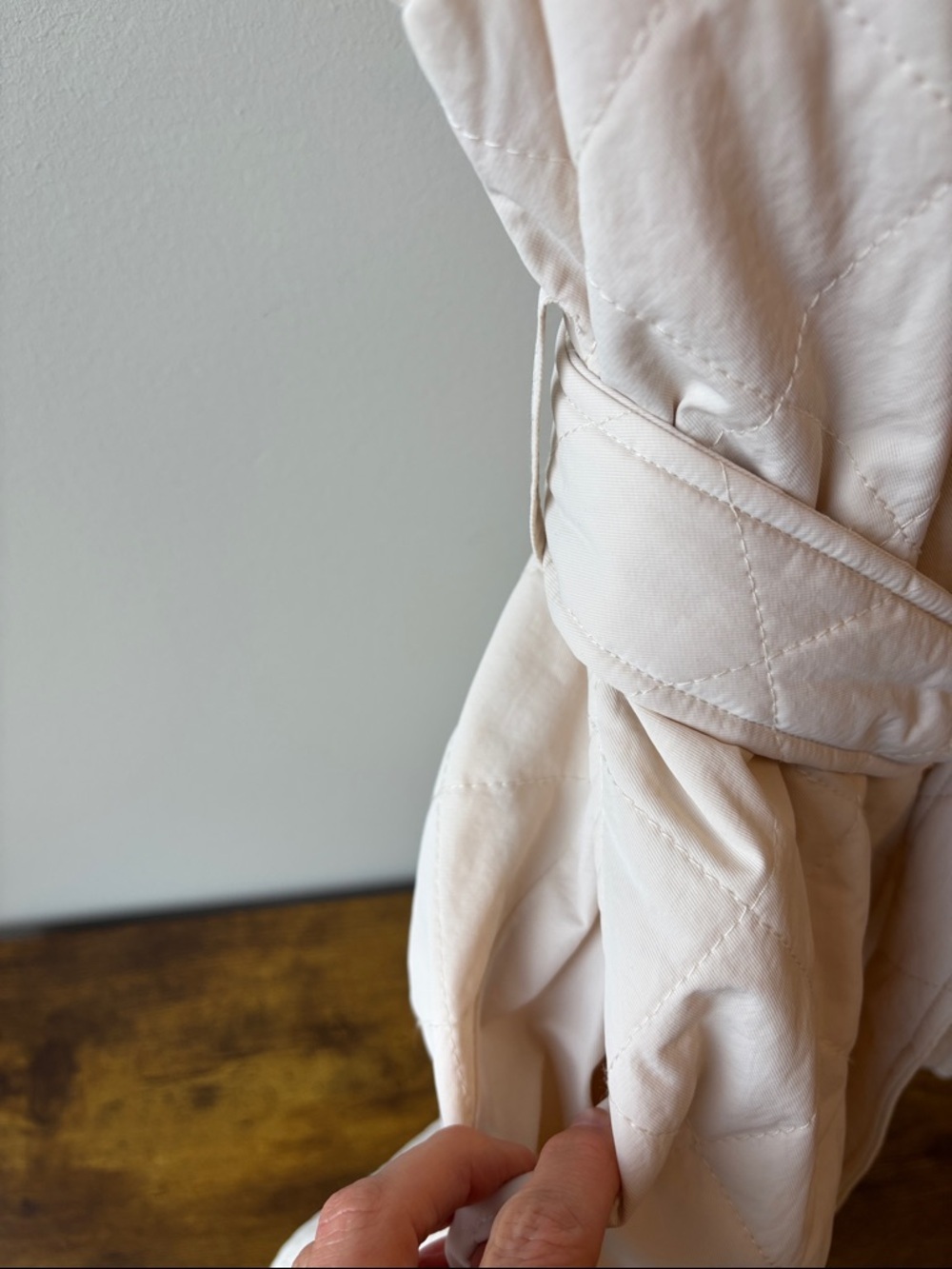 Before You With Love Quilted Sleeveless Vest in Cream - Picture 4 of 6